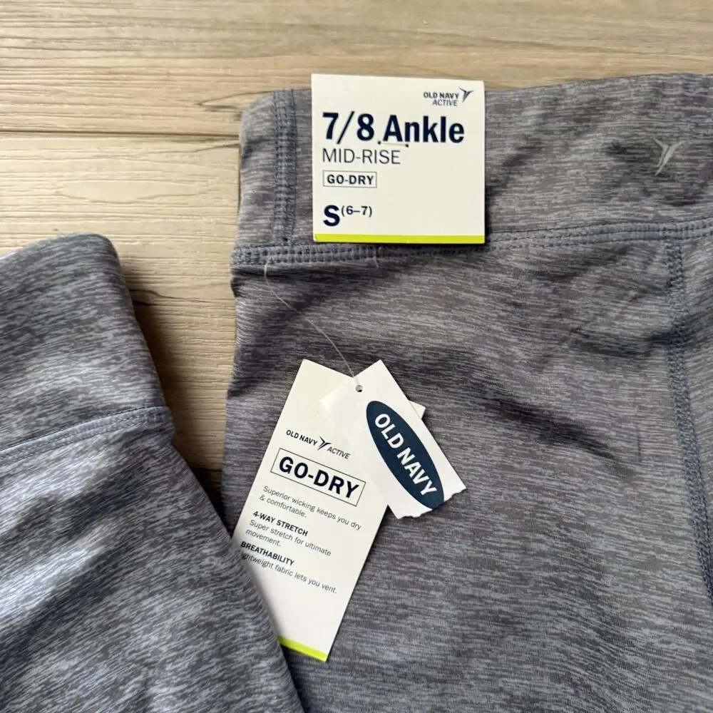 NWT 2 Pair Girls Old Navy Ankle Gray Leggings Athletic Jogger Pants Size 7/8